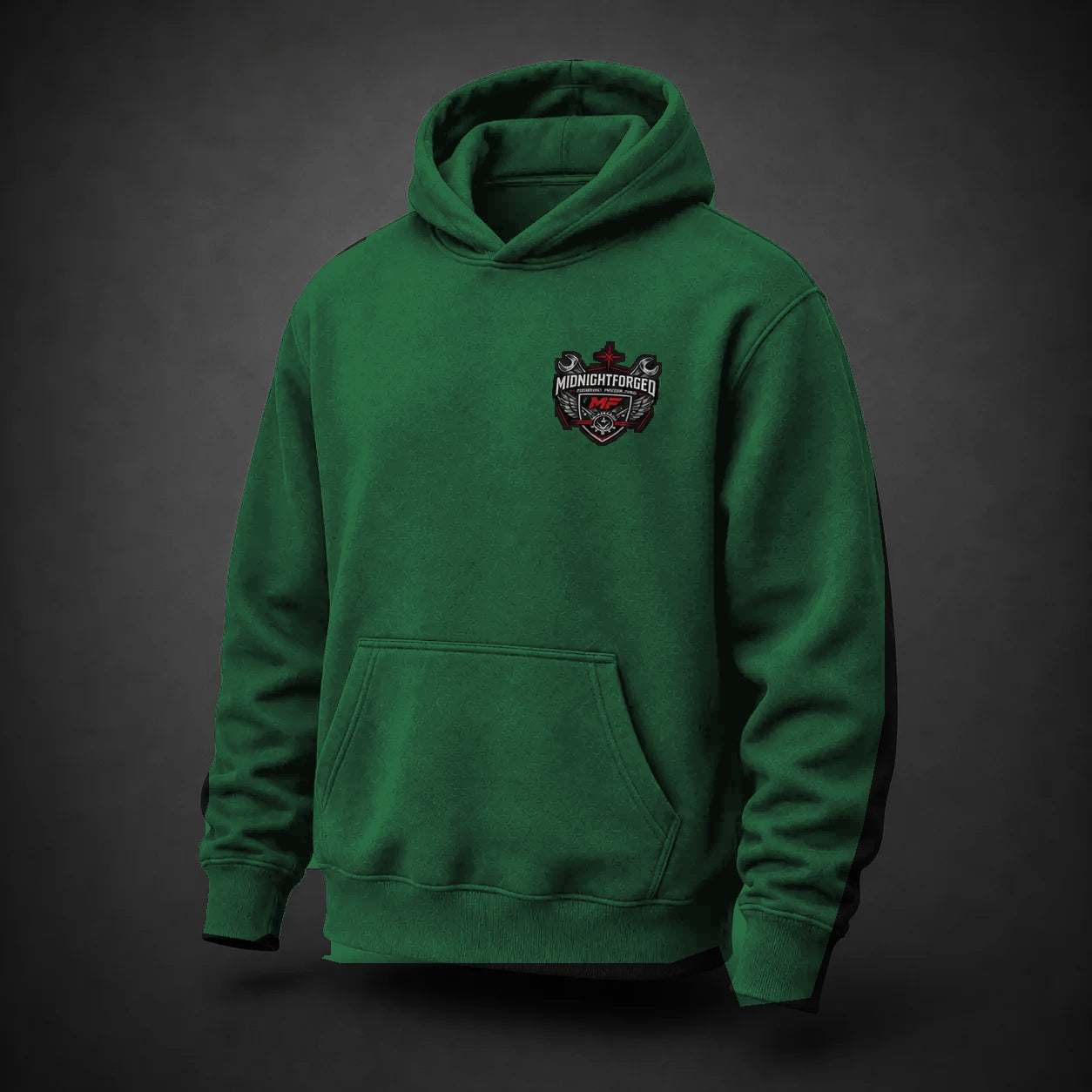 Midnight Forged Core Pullover Hoodie in Forest Green - front angle