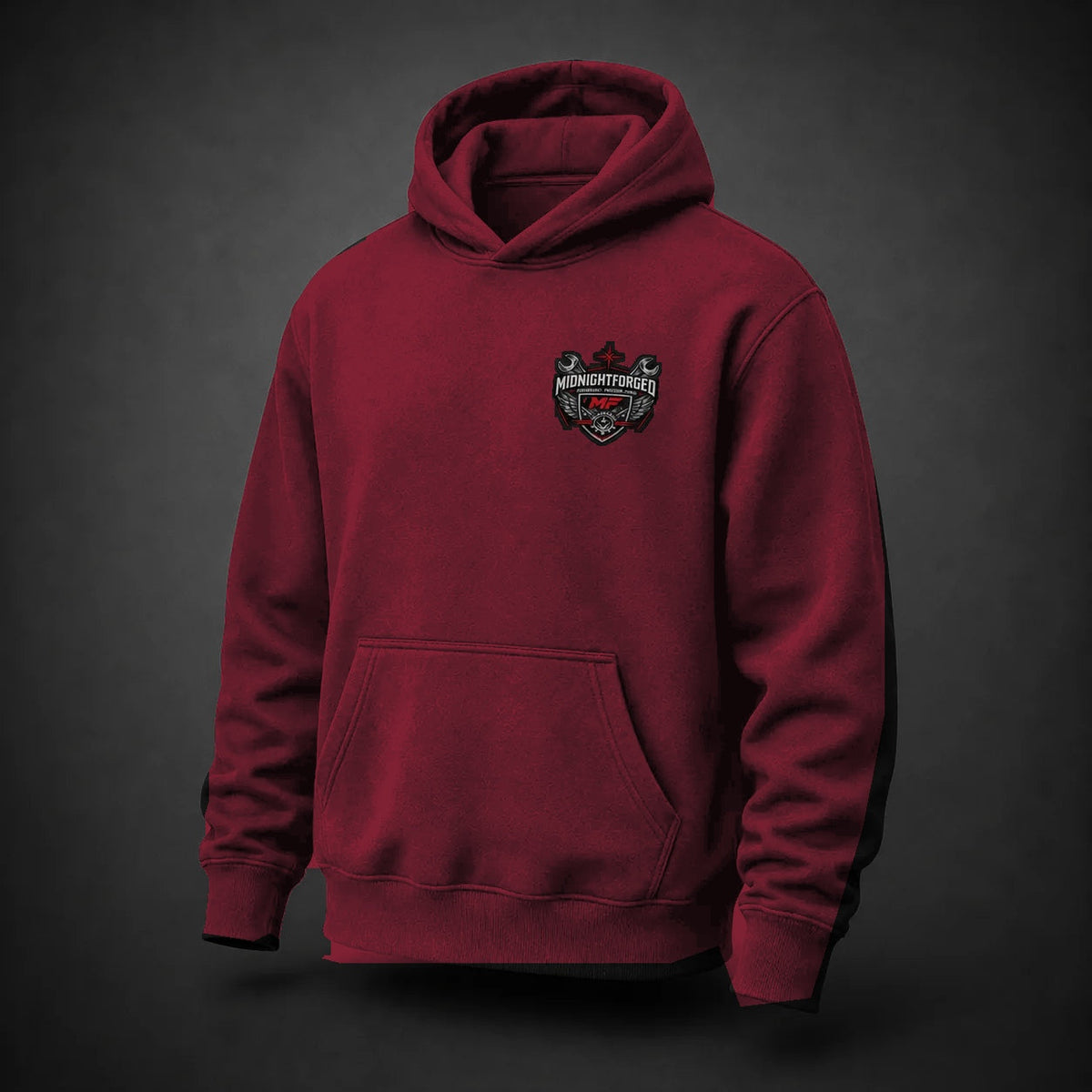 Midnight Forged Core Pullover Hoodie in Maroon - front angle