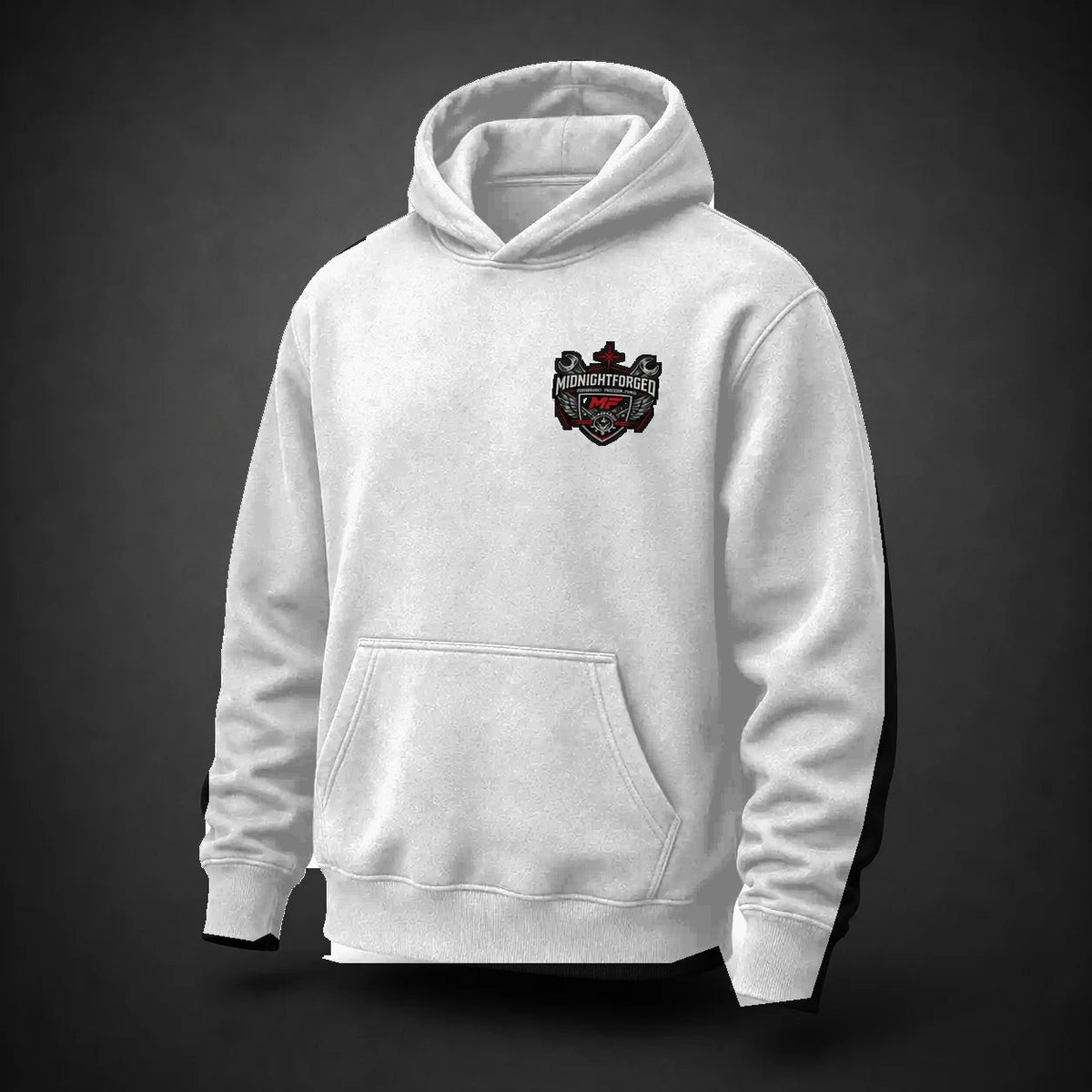 Midnight Forged Core Pullover Hoodie in White - front angle